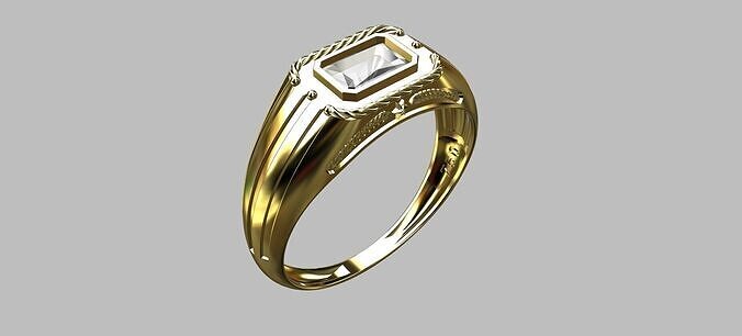 Octagonal Gemstone Ring 3D print model