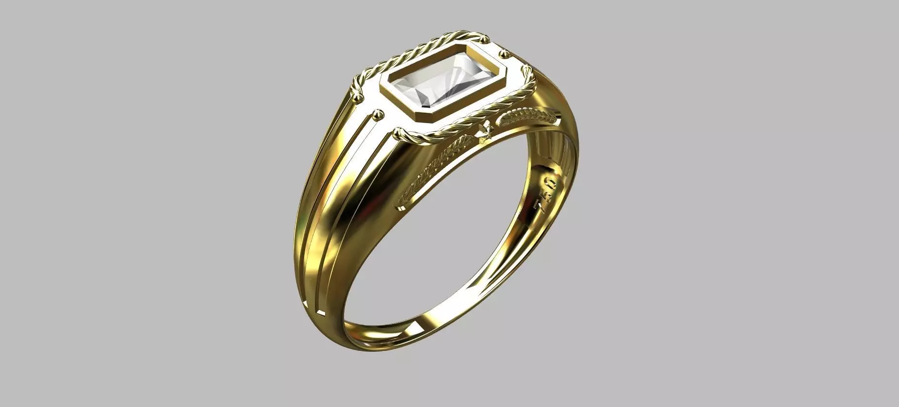 Octagonal Gemstone Ring 3D print model_0