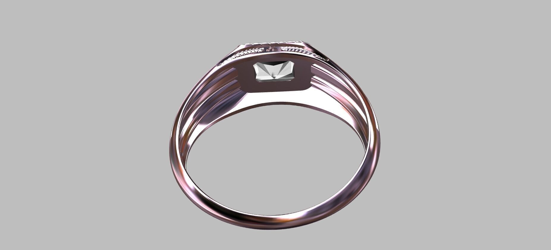 Octagonal Gemstone Ring 3D print model_8