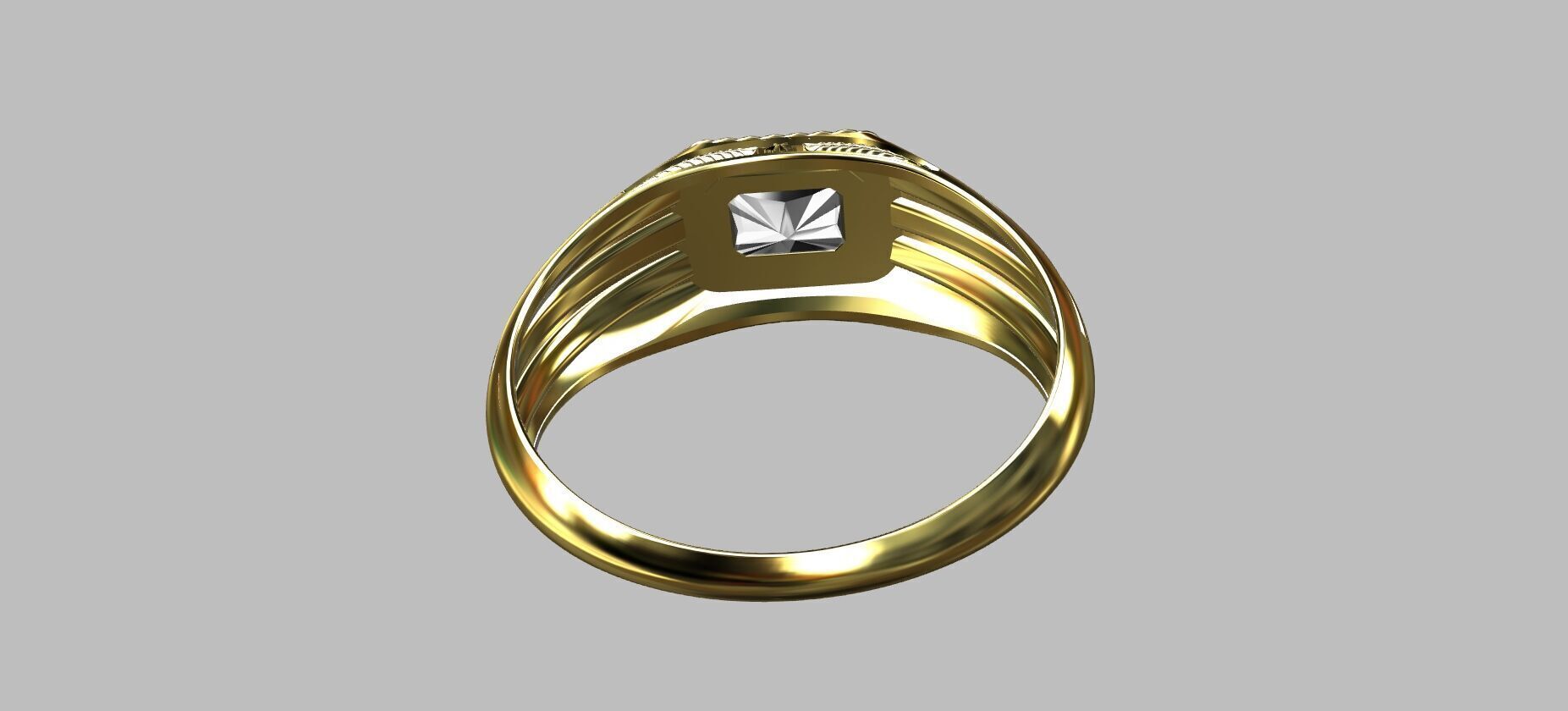 Octagonal Gemstone Ring 3D print model_2
