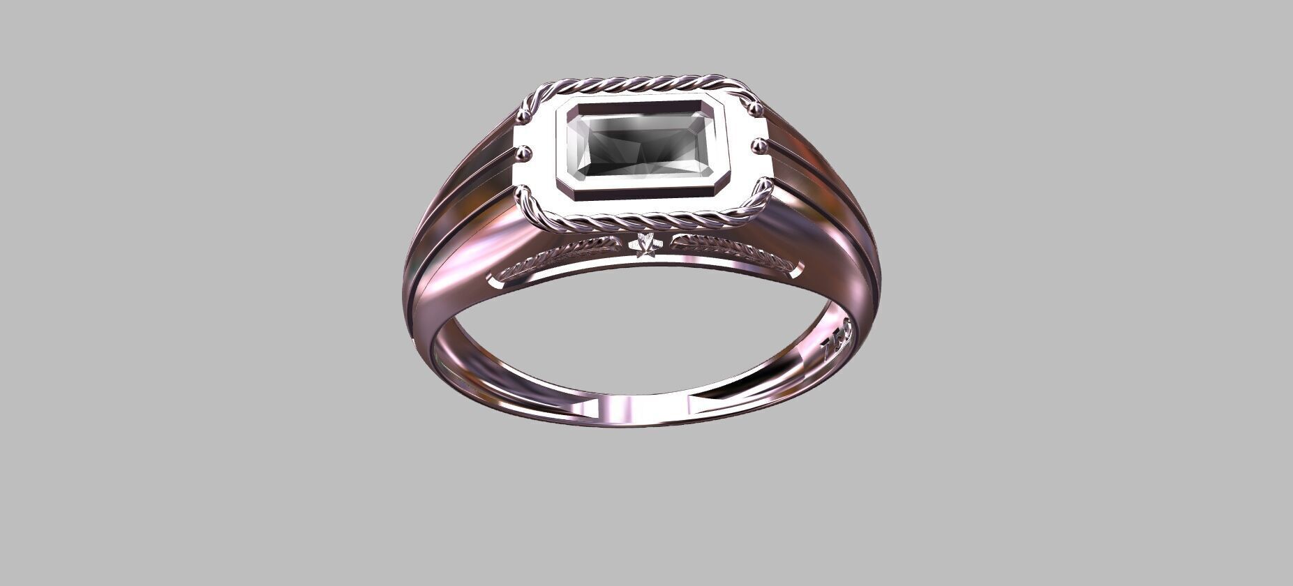 Octagonal Gemstone Ring 3D print model_9