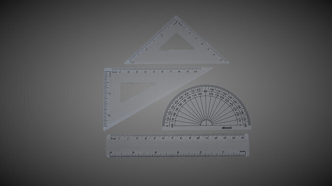 Math Geometry Tool Ruler Protractor Triangle  Low-poly 3D model