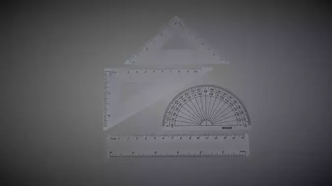 Math Geometry Tool Ruler Protractor Triangle  Low-poly 3D model