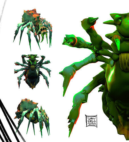 Spider Game Asset High Poly Baked UE5 Ready Low-poly 3D model