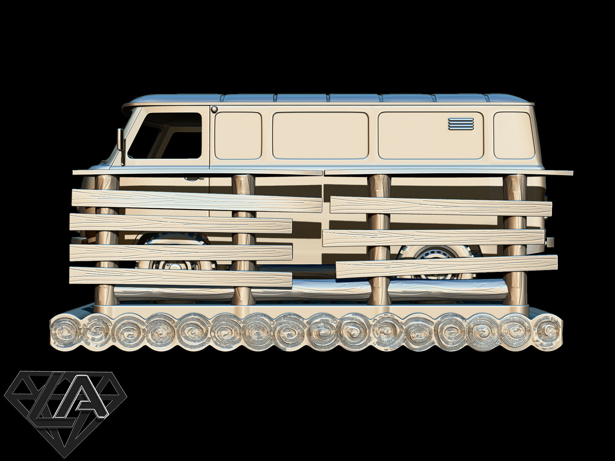 Exhibition - UAZ on a raft 3D print model_1