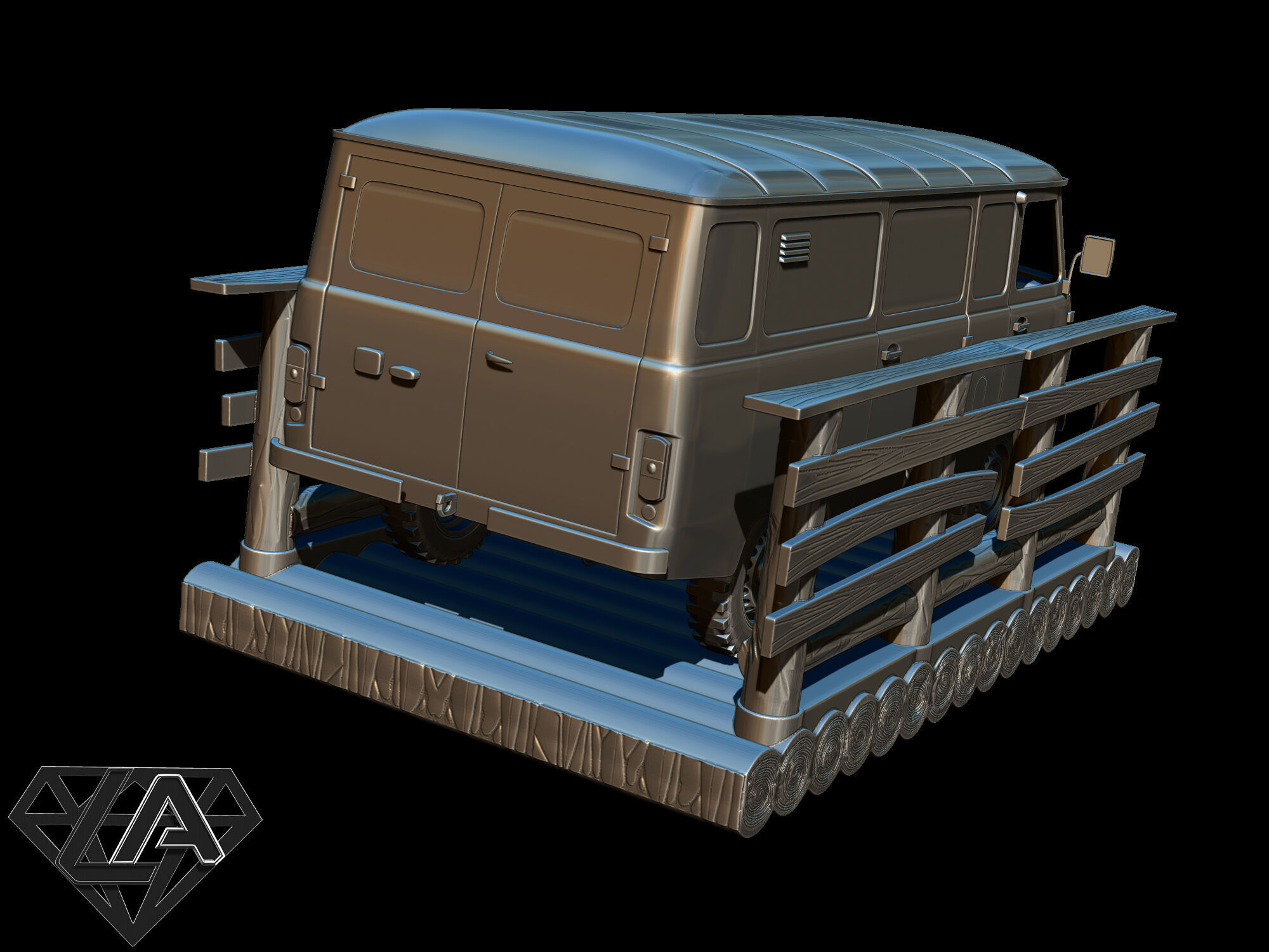 Exhibition - UAZ on a raft 3D print model_5