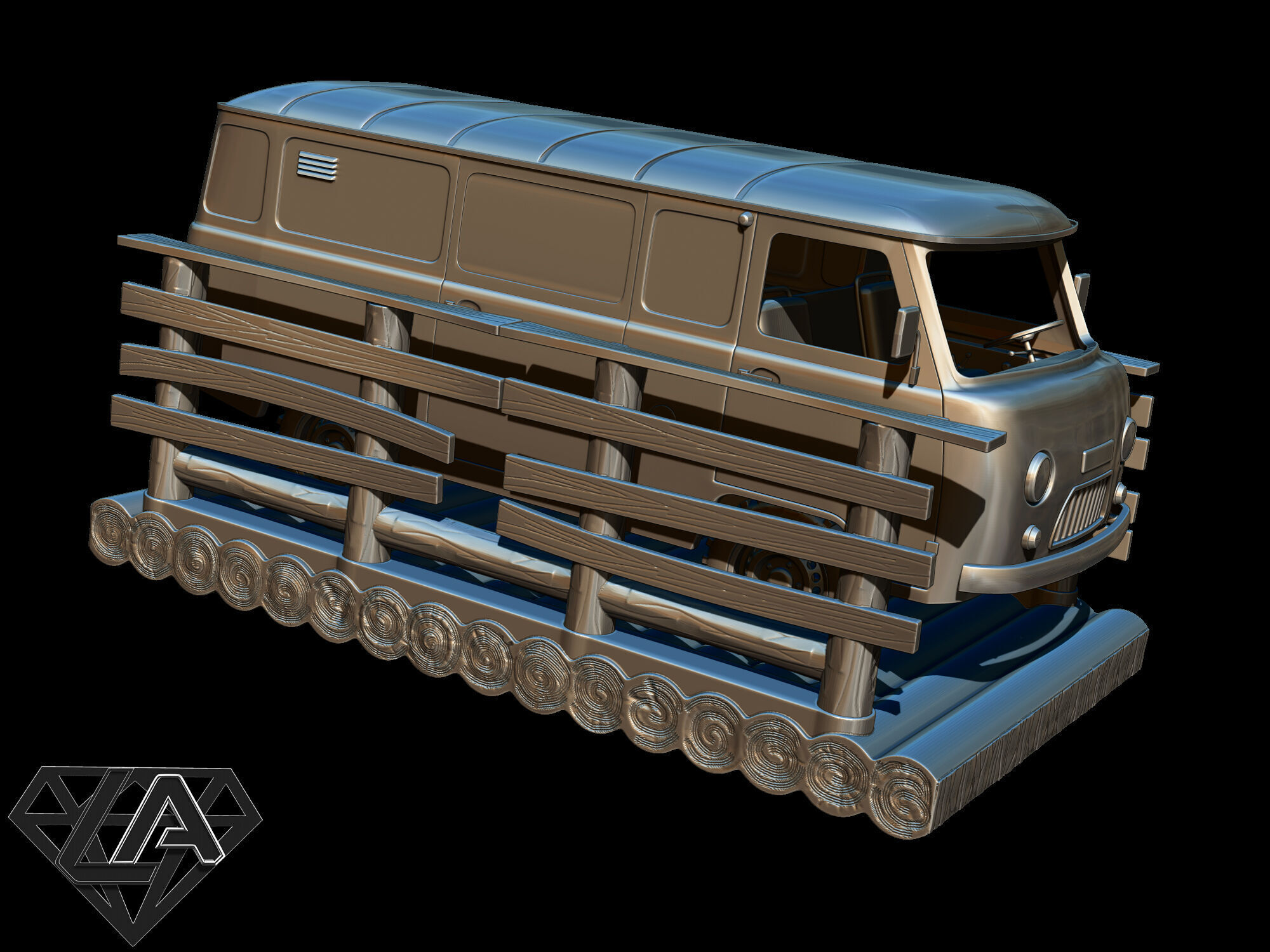 Exhibition - UAZ on a raft 3D print model_4