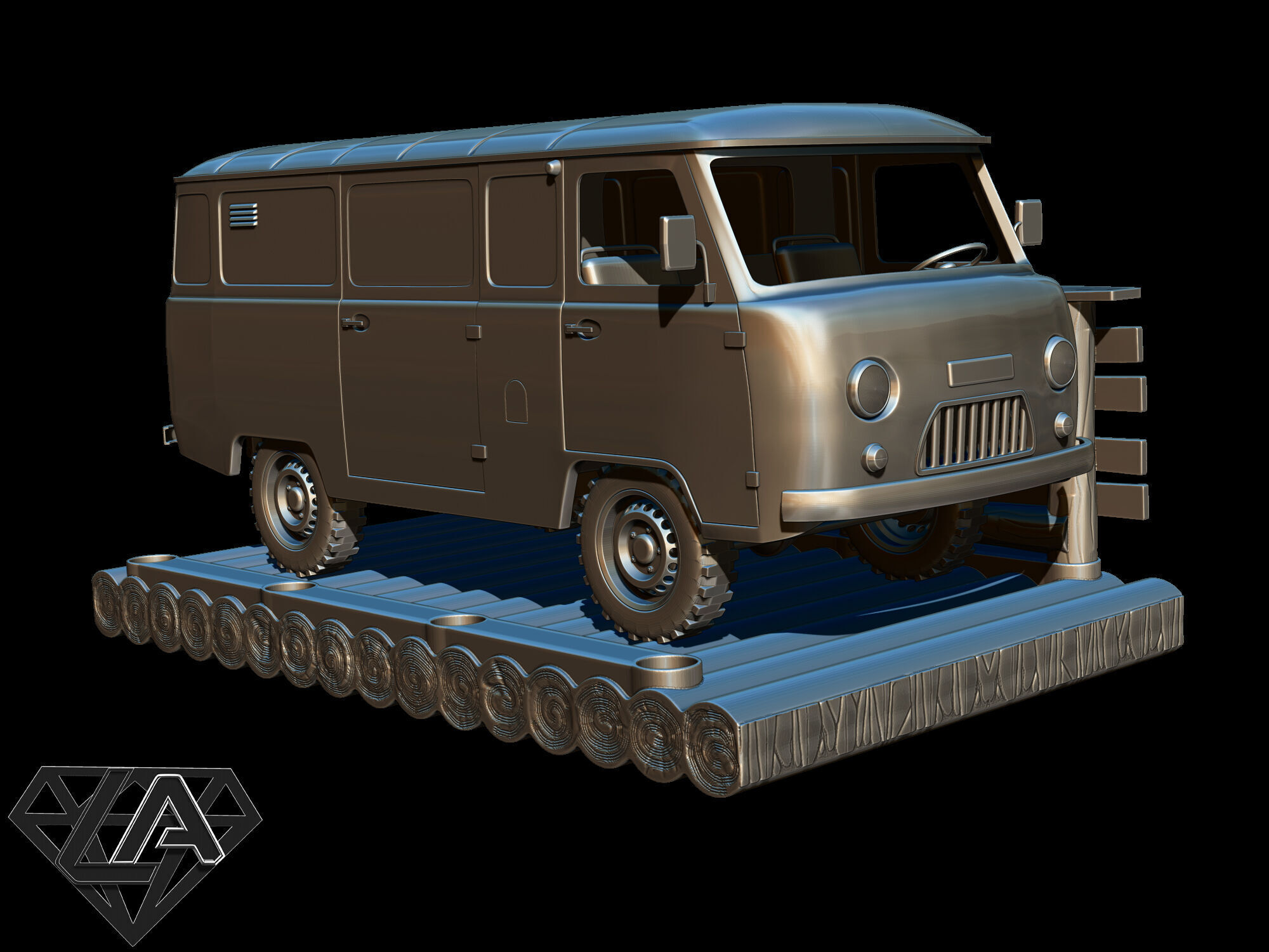 Exhibition - UAZ on a raft 3D print model_6