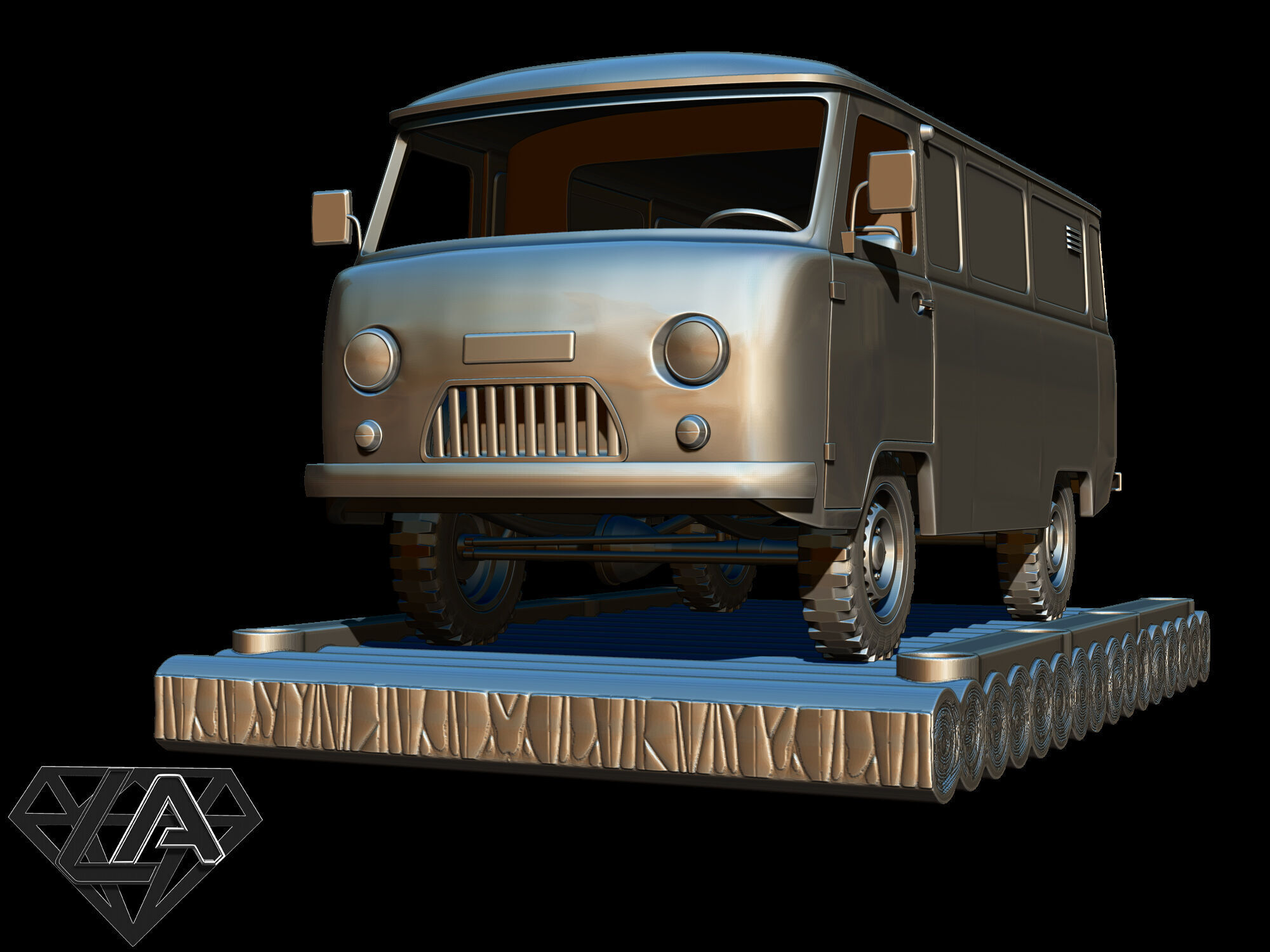 Exhibition - UAZ on a raft 3D print model_3