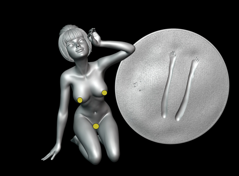 Girl welcomes sunrise on the beach 3D print model_5