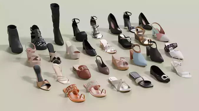 30  Women s Footwear 3D 3D Model Collection