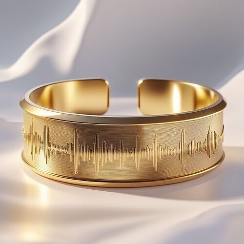 Echo of Gold  Soundwave Cuff Bracelet 3D print model