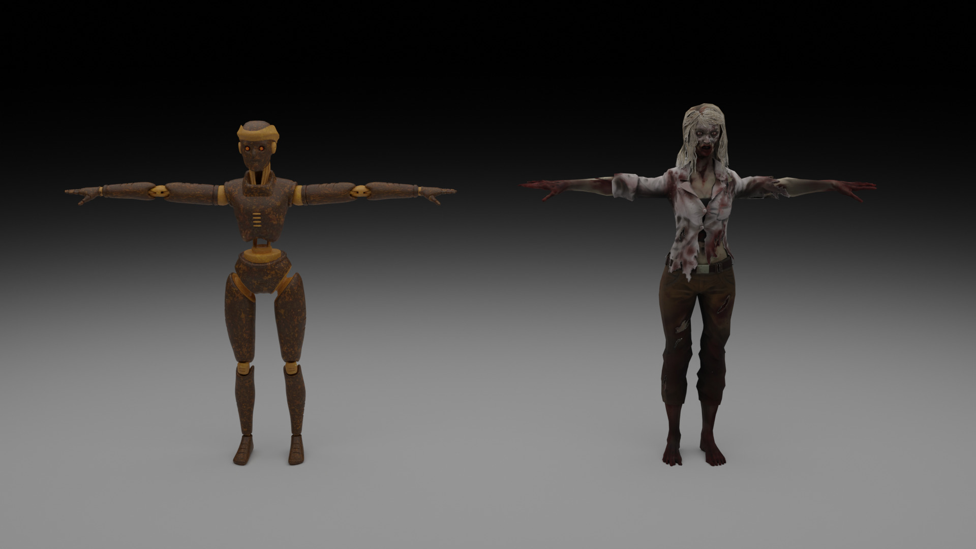 Robot and Zombie Character Pack Low-poly 3D model_1