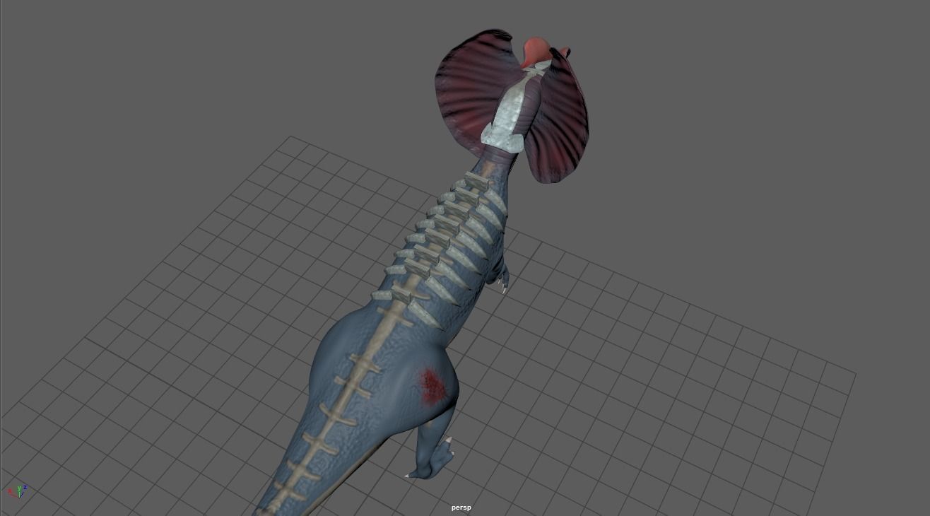 Dilophosaurus 3D model Maya 2016 Zbrush Low-poly 3D model_10