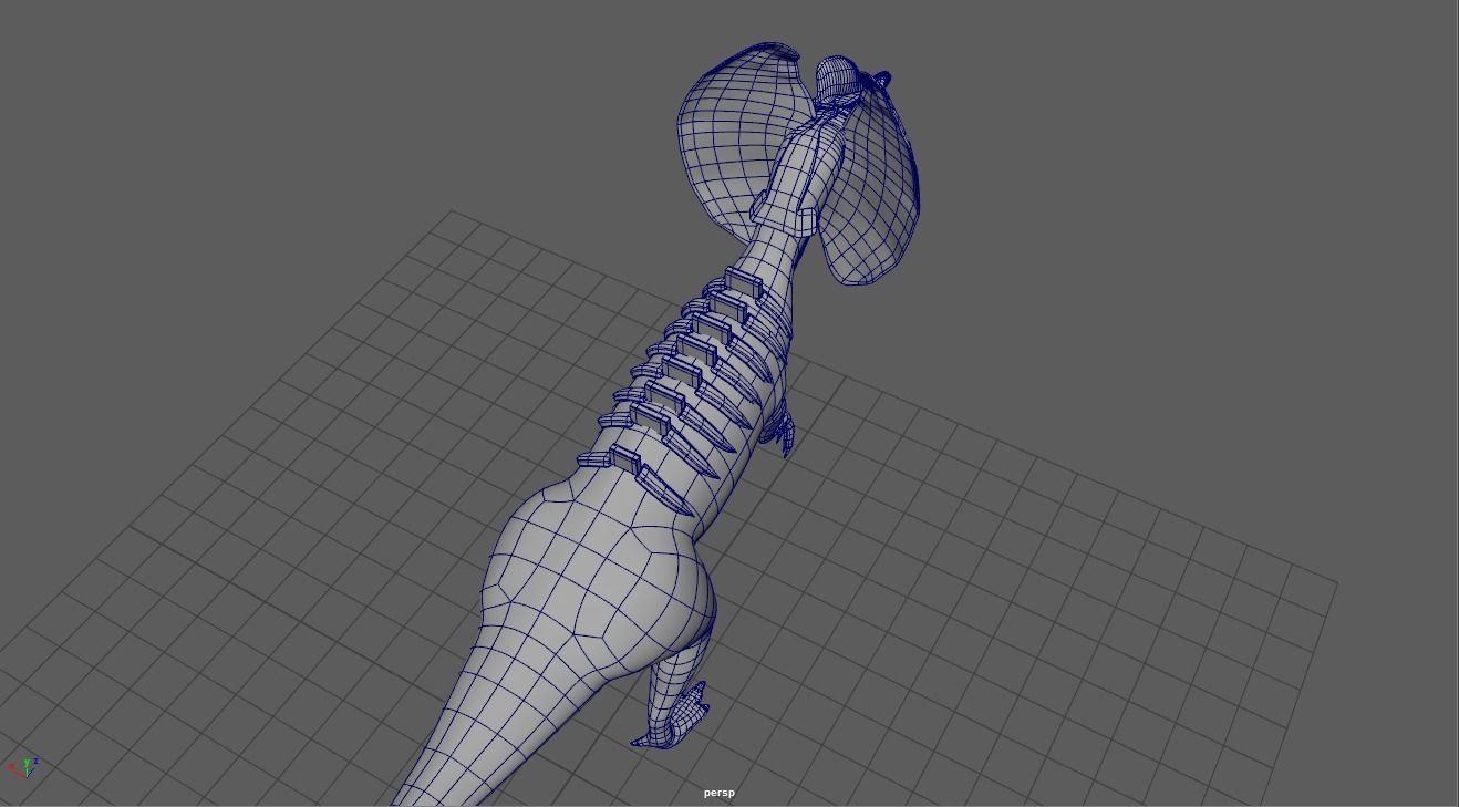 Dilophosaurus 3D model Maya 2016 Zbrush Low-poly 3D model_11