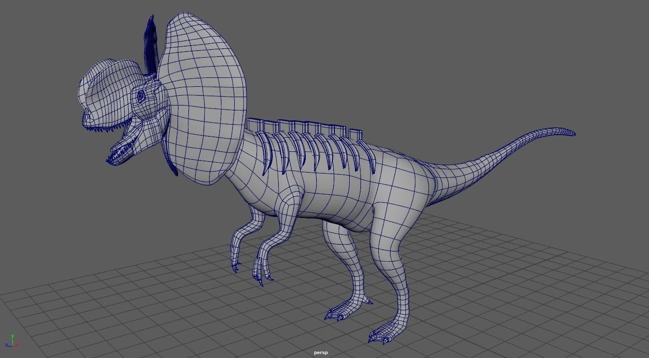Dilophosaurus 3D model Maya 2016 Zbrush Low-poly 3D model_8