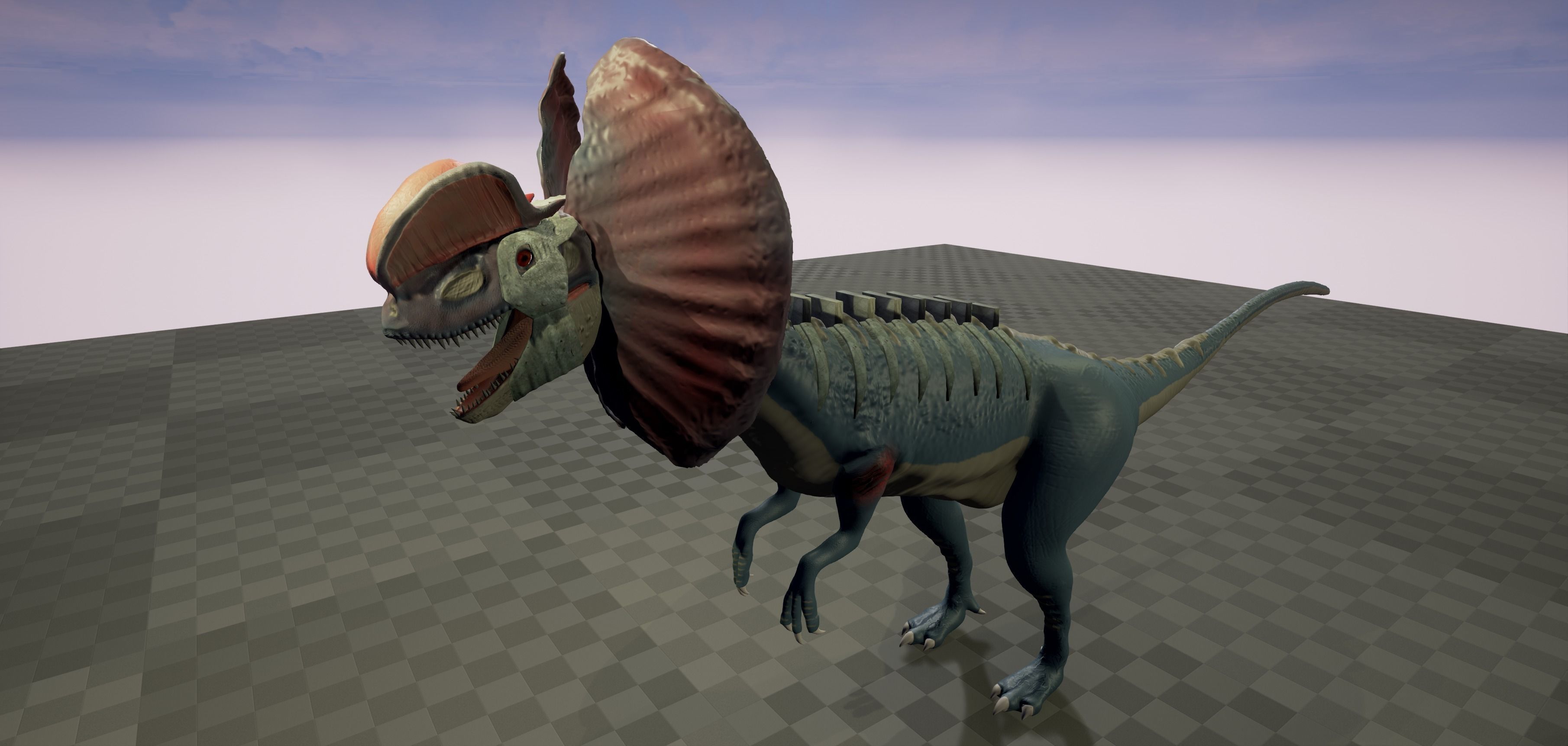 Dilophosaurus 3D model Maya 2016 Zbrush Low-poly 3D model_1