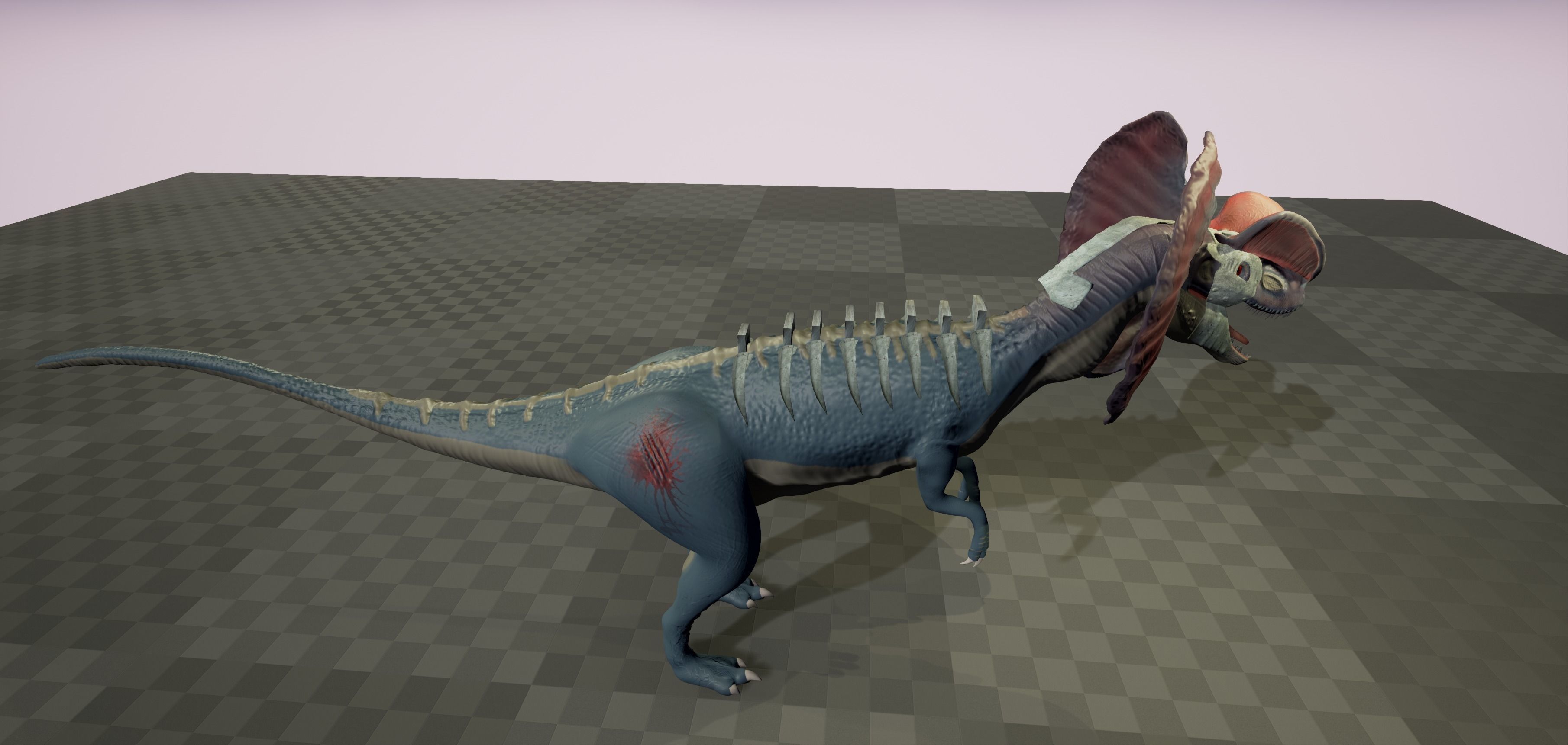 Dilophosaurus 3D model Maya 2016 Zbrush Low-poly 3D model_2