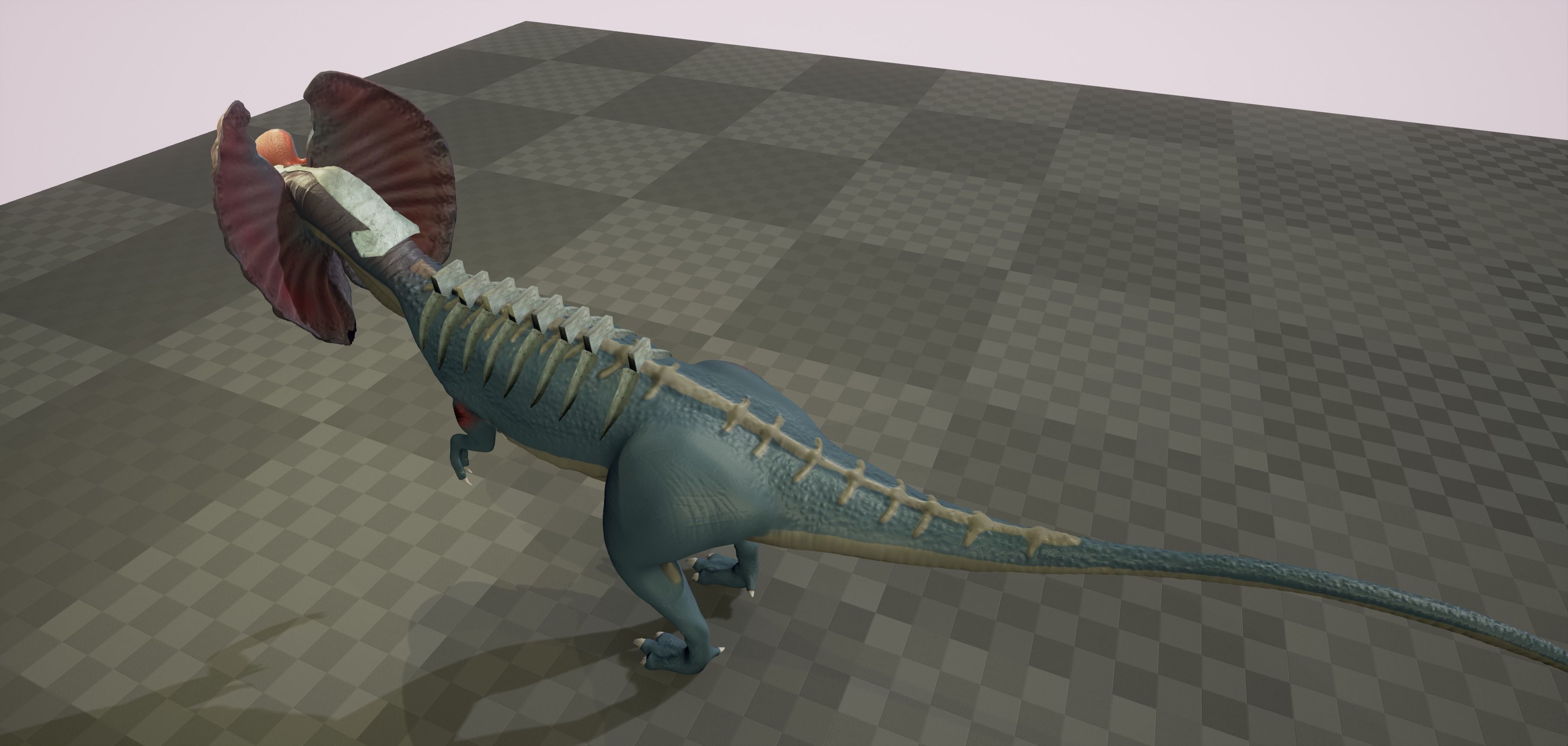 Dilophosaurus 3D model Maya 2016 Zbrush Low-poly 3D model_4