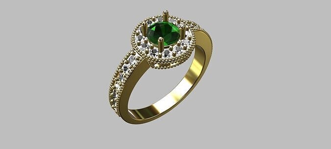 Central Gemstone Ring 3D print model