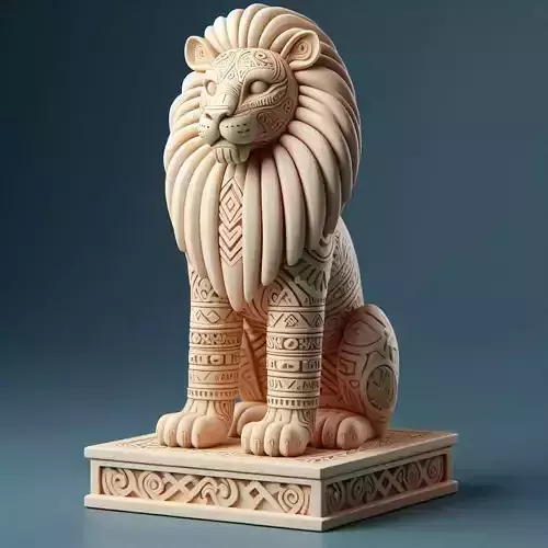 1034 Laughing Lion with Majestic Mane Full Color Totem