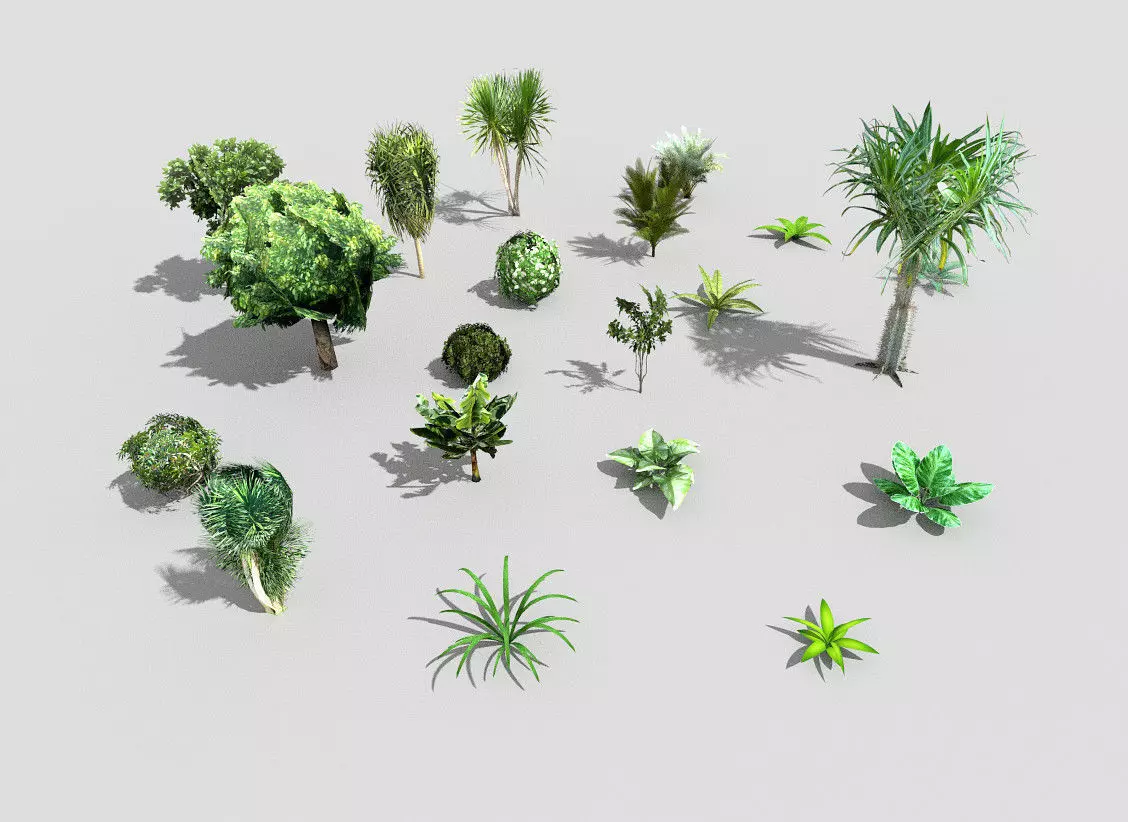 low poly foliage pack Low-poly 3D model
