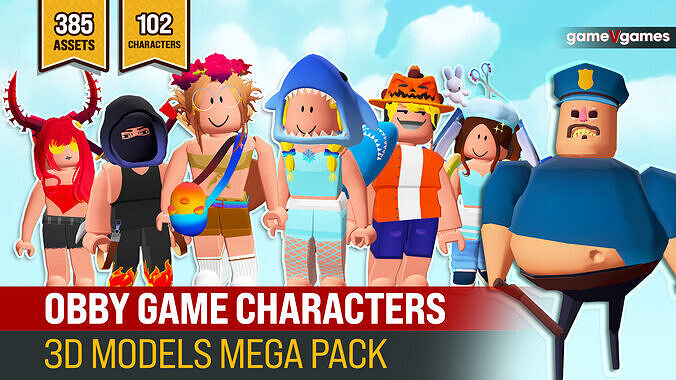 Obby Game Characters Mega Pack Low-poly 3D model
