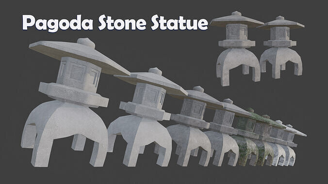 Pagoda Stone Statue Low-poly 3D model