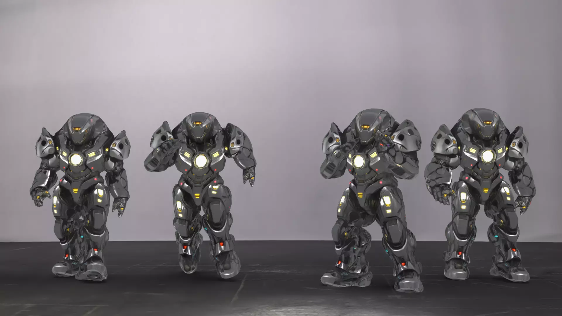Futuristic Robot fighter AI Robot Character Low-poly 3D model