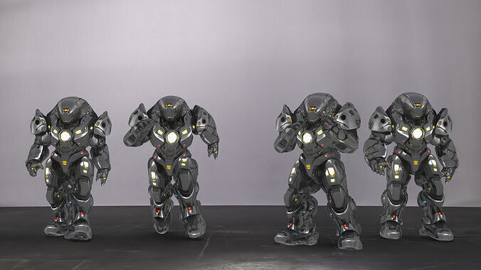 Futuristic Robot fighter AI Robot Character Low-poly 3D model