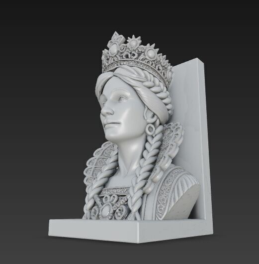 Braided Queen Bust Bookend 3D Printable 3D model_7