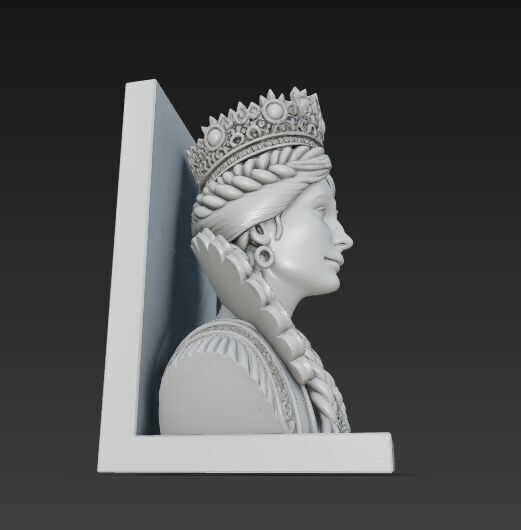 Braided Queen Bust Bookend 3D Printable 3D model_9