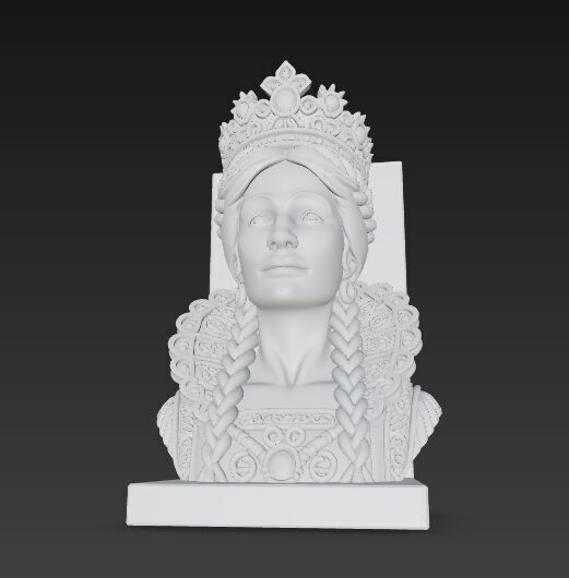 Braided Queen Bust Bookend 3D Printable 3D model_5