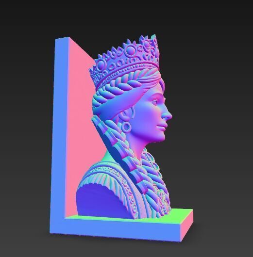 Braided Queen Bust Bookend 3D Printable 3D model_12