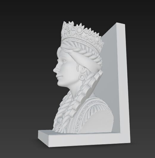 Braided Queen Bust Bookend 3D Printable 3D model_4