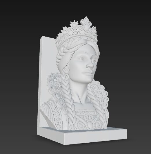 Braided Queen Bust Bookend 3D Printable 3D model_20