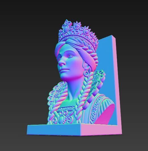 Braided Queen Bust Bookend 3D Printable 3D model_14
