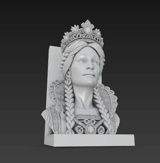 Braided Queen Bust Bookend 3D Printable 3D model_8