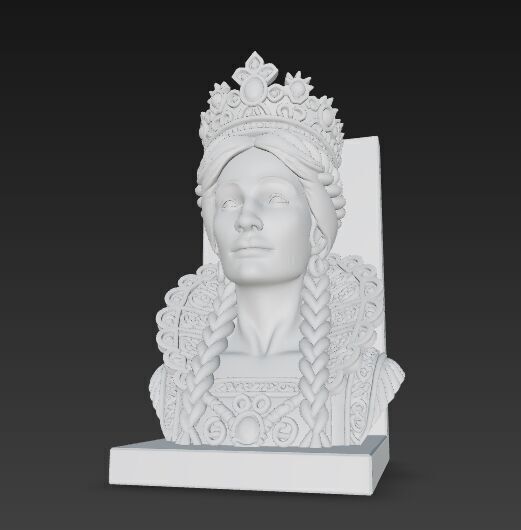 Braided Queen Bust Bookend 3D Printable 3D model_19