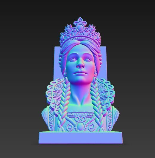 Braided Queen Bust Bookend 3D Printable 3D model_1