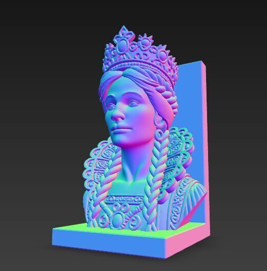 Braided Queen Bust Bookend 3D Printable 3D model_18