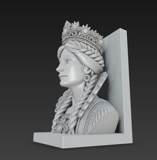 Braided Queen Bust Bookend 3D Printable 3D model_13