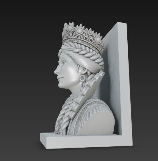Braided Queen Bust Bookend 3D Printable 3D model_6
