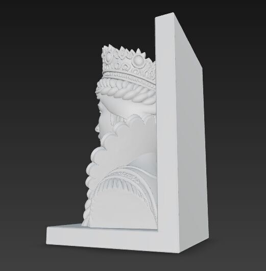 Braided Queen Bust Bookend 3D Printable 3D model_3