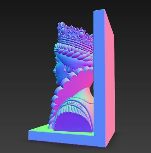 Braided Queen Bust Bookend 3D Printable 3D model_17