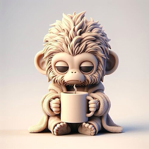 Tired Monkey in Pajamas Mini Coffee Statue 3D print model