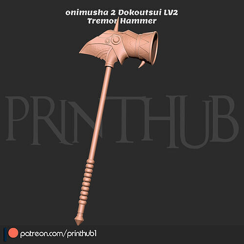Dokoutsui Tremor Hammer Lvl 2  Onimusha 2 FanArt Cosplay Prop 3D print model