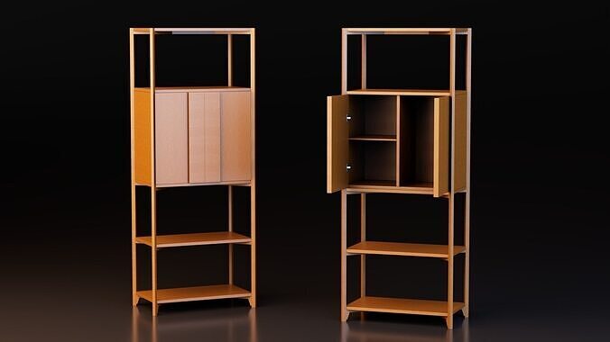 Wooden Bar Cabinet Free low-poly 3D model