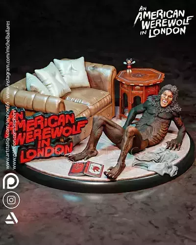 AN AMERICAN WEREWOLF IN LONDON   TRANSFORMATION DIORAMA 3D print model