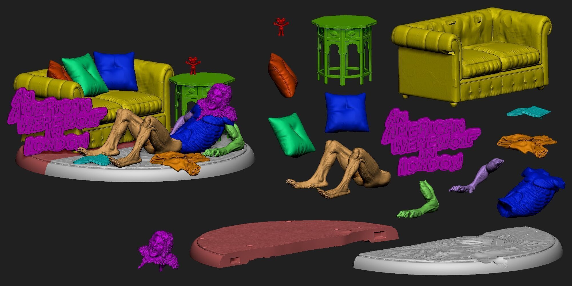 AN AMERICAN WEREWOLF IN LONDON   TRANSFORMATION DIORAMA 3D print model_5